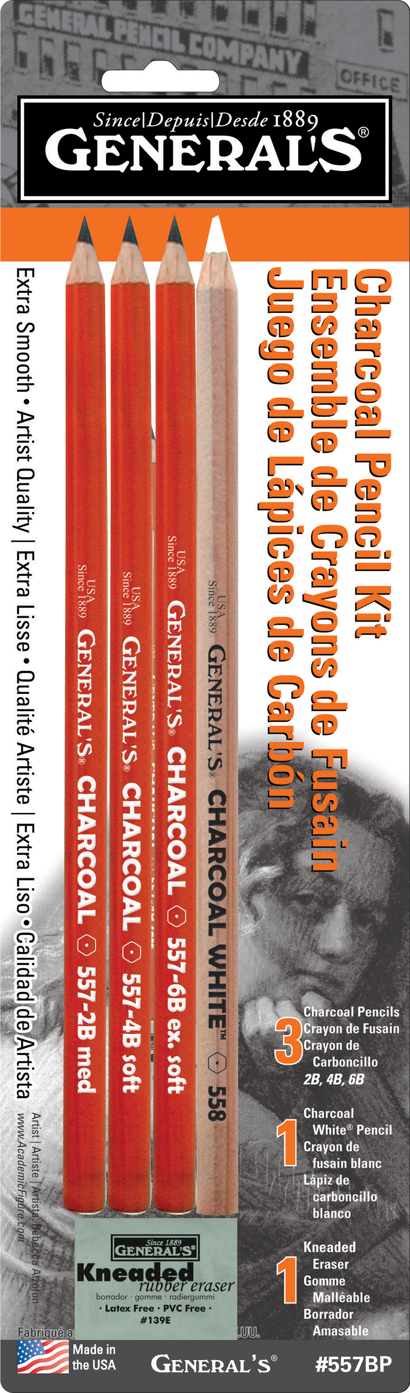 CHARCOAL PNCL KIT 4PNCL/1ERASR